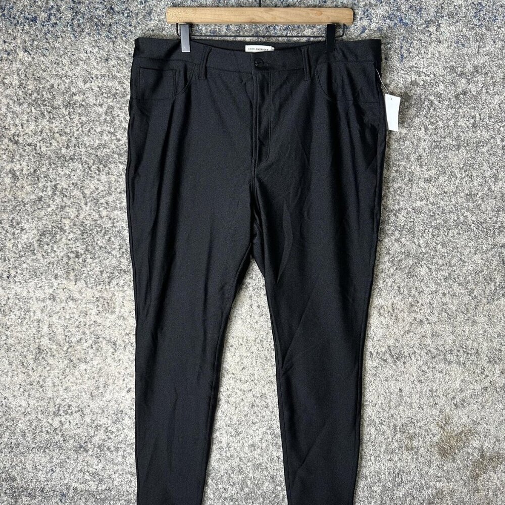 Good American Pants Womens 16 Black Stretch Slim Tapered Ankle Zip Fly‎ GS0346